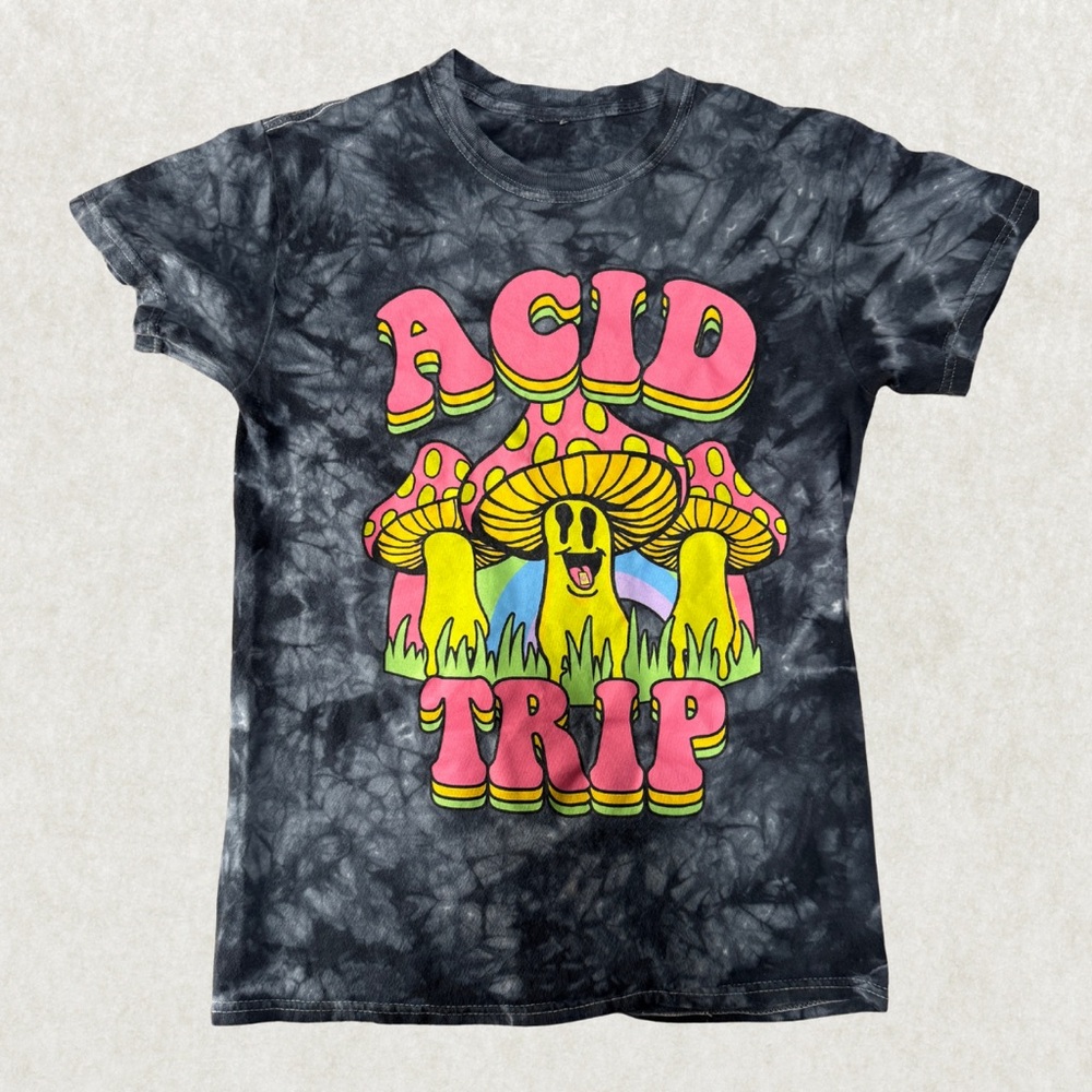 Vintage Spencer’s Men’s T-Shirt – Size S, “Acid Trip” Tie-Dye Graphic Tee